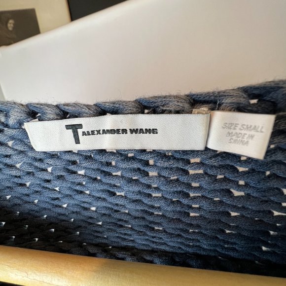 Alexander Wang Chunky Knit Sweater Denim Blue Distressed/Faded Size S - Picture 3 of 6